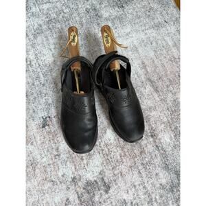 MBT Kipimo Clogs Black Leather Floral Mules Women's 7.5 Comfort Rocker Shoes